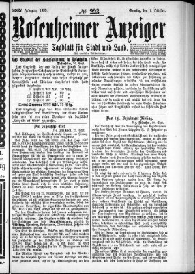 Rosenheimer Anzeiger Sonntag 1. Oktober 1899