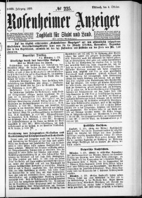 Rosenheimer Anzeiger Mittwoch 4. Oktober 1899