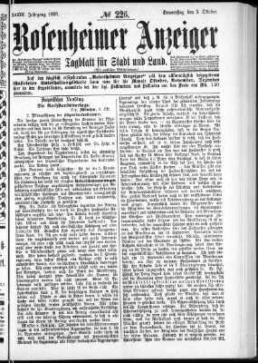 Rosenheimer Anzeiger Donnerstag 5. Oktober 1899
