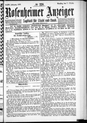 Rosenheimer Anzeiger Samstag 7. Oktober 1899