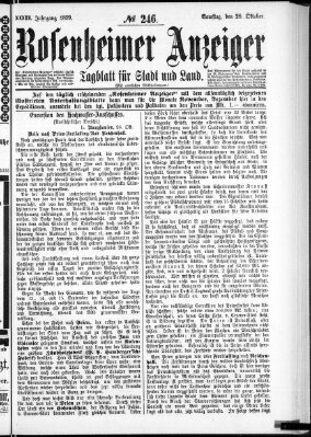 Rosenheimer Anzeiger Samstag 28. Oktober 1899