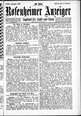 Rosenheimer Anzeiger Freitag 8. Dezember 1899