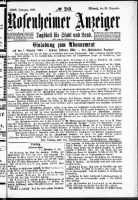 Rosenheimer Anzeiger Mittwoch 20. Dezember 1899