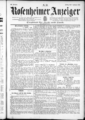 Rosenheimer Anzeiger Freitag 9. Februar 1900