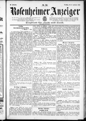 Rosenheimer Anzeiger Samstag 17. Februar 1900