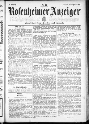 Rosenheimer Anzeiger Mittwoch 28. Februar 1900