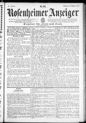 Rosenheimer Anzeiger Dienstag 28. August 1900