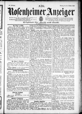 Rosenheimer Anzeiger Sonntag 14. Oktober 1900
