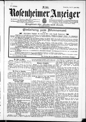 Rosenheimer Anzeiger Donnerstag 27. Juni 1901