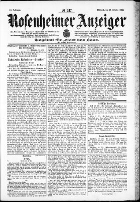 Rosenheimer Anzeiger Mittwoch 29. Oktober 1902
