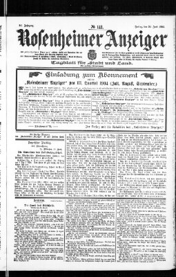 Rosenheimer Anzeiger Freitag 24. Juni 1904