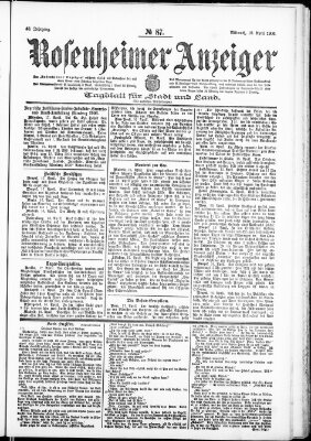 Rosenheimer Anzeiger Mittwoch 18. April 1906
