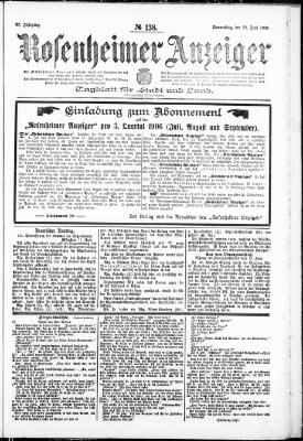 Rosenheimer Anzeiger Donnerstag 21. Juni 1906