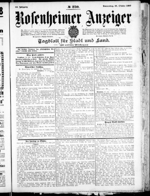 Rosenheimer Anzeiger Donnerstag 31. Oktober 1907