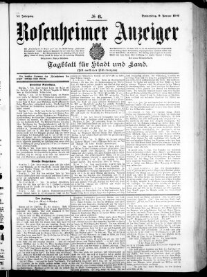 Rosenheimer Anzeiger Donnerstag 9. Januar 1908