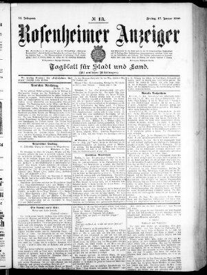 Rosenheimer Anzeiger Freitag 17. Januar 1908