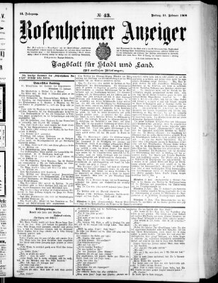 Rosenheimer Anzeiger Freitag 21. Februar 1908