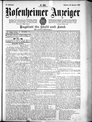 Rosenheimer Anzeiger Samstag 29. Februar 1908
