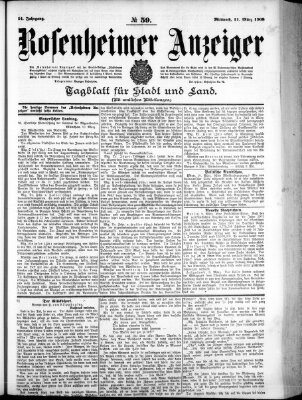 Rosenheimer Anzeiger Mittwoch 11. März 1908