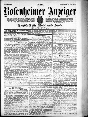 Rosenheimer Anzeiger Donnerstag 2. April 1908