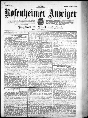 Rosenheimer Anzeiger Freitag 3. April 1908