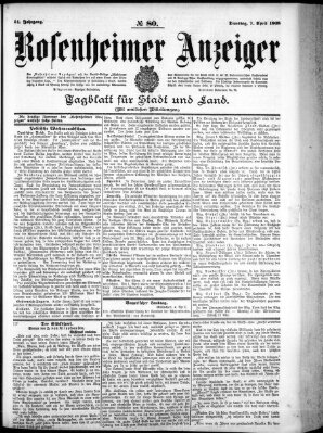 Rosenheimer Anzeiger Dienstag 7. April 1908