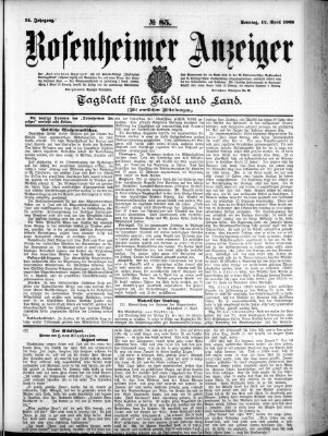 Rosenheimer Anzeiger Sonntag 12. April 1908