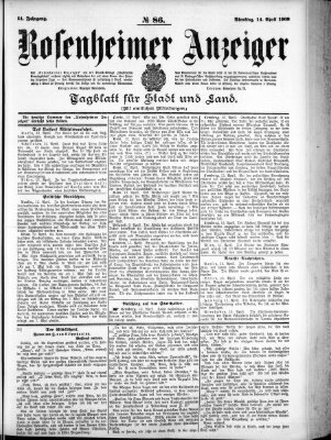 Rosenheimer Anzeiger Dienstag 14. April 1908