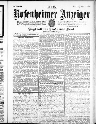 Rosenheimer Anzeiger Donnerstag 18. Juni 1908