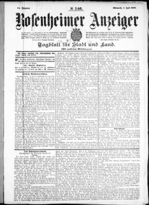 Rosenheimer Anzeiger Mittwoch 1. Juli 1908