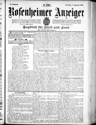 Rosenheimer Anzeiger Dienstag 1. September 1908