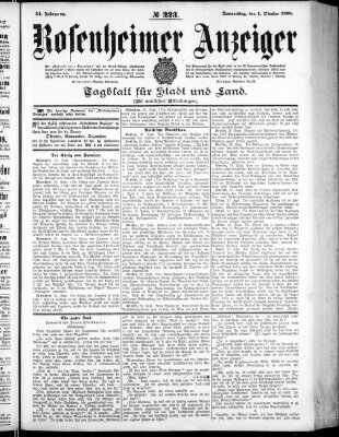 Rosenheimer Anzeiger Donnerstag 1. Oktober 1908