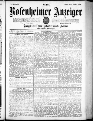 Rosenheimer Anzeiger Freitag 2. Oktober 1908