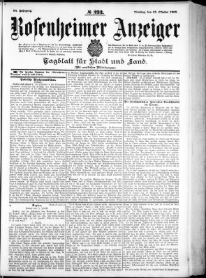 Rosenheimer Anzeiger Dienstag 13. Oktober 1908