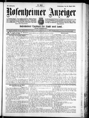 Rosenheimer Anzeiger Donnerstag 15. April 1909
