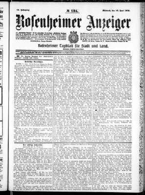 Rosenheimer Anzeiger Mittwoch 16. Juni 1909
