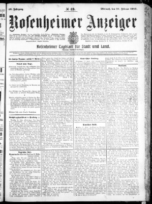 Rosenheimer Anzeiger Mittwoch 23. Februar 1910