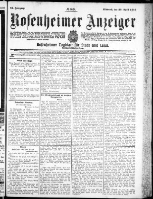 Rosenheimer Anzeiger Mittwoch 20. April 1910