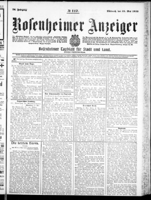 Rosenheimer Anzeiger Mittwoch 25. Mai 1910