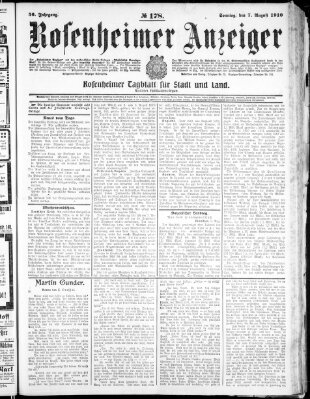 Rosenheimer Anzeiger Sonntag 7. August 1910