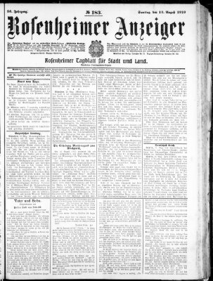 Rosenheimer Anzeiger Samstag 13. August 1910