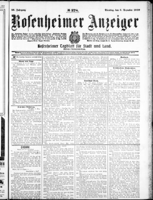 Rosenheimer Anzeiger Dienstag 6. Dezember 1910