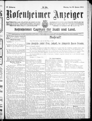 Rosenheimer Anzeiger Sonntag 22. Januar 1911