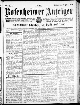 Rosenheimer Anzeiger Mittwoch 15. Februar 1911