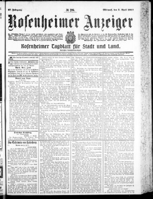 Rosenheimer Anzeiger Mittwoch 5. April 1911