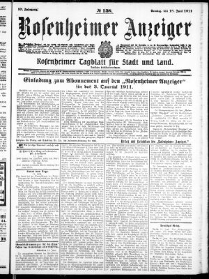 Rosenheimer Anzeiger Sonntag 18. Juni 1911