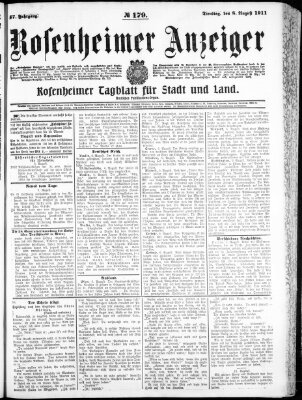 Rosenheimer Anzeiger Dienstag 8. August 1911