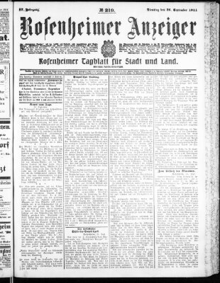 Rosenheimer Anzeiger Dienstag 26. September 1911