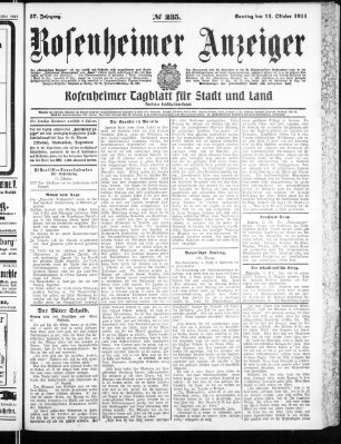 Rosenheimer Anzeiger Samstag 14. Oktober 1911