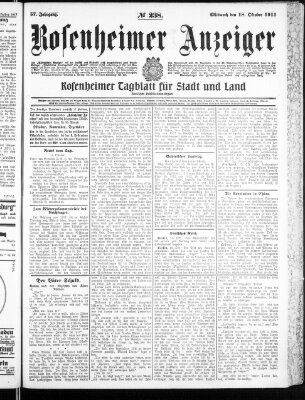 Rosenheimer Anzeiger Mittwoch 18. Oktober 1911